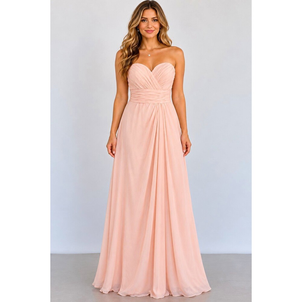 Bill Levkoff Pink Strapless Sweetheart Sleeveless Polyester Dress Size 14